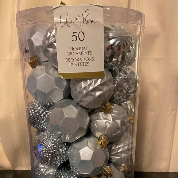 New Style At Home 50 Christmas Ornaments in Silver - Picture 2 of 4